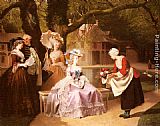 Louis Canvas Paintings - Marie Antoinette and Louis XVI in the Garden of the Tuileries with Madame Lambale